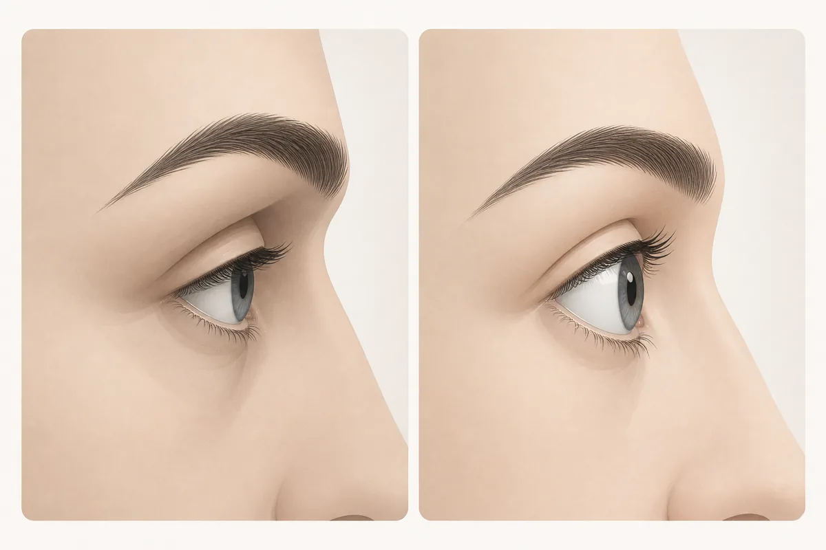 Editorial comparison graphic showing deep set eyes versus prominent eyes from a side view