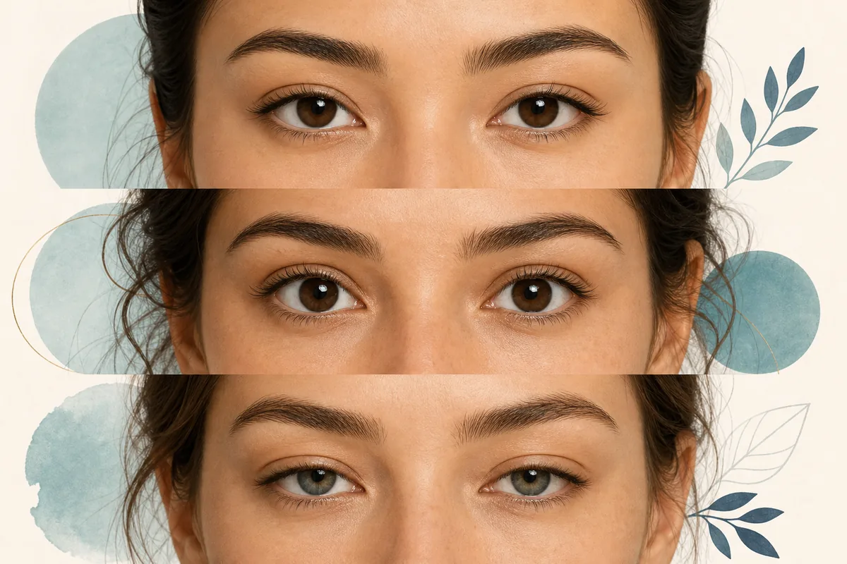 Editorial comparison of three eye-shape examples for an eye shape chart