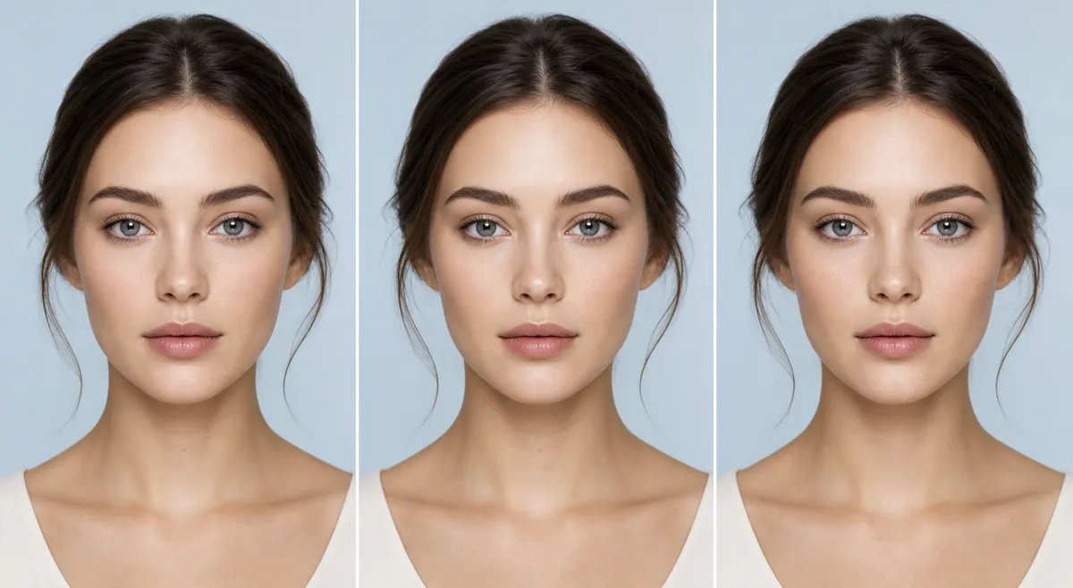 Editorial comparison of close-set, balanced, and wide-set eye spacing