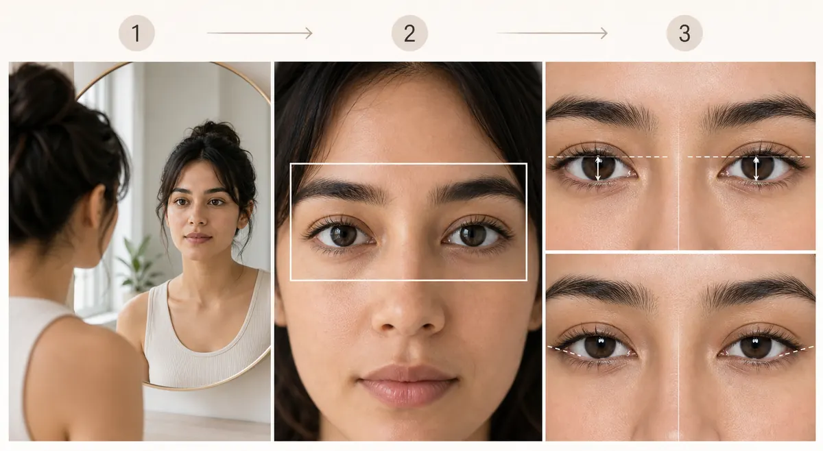 A neutral photo test for “do I have round or almond eyes?”