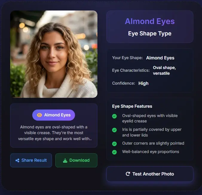 Almond eye shape detection - blonde woman with oval-shaped eyes